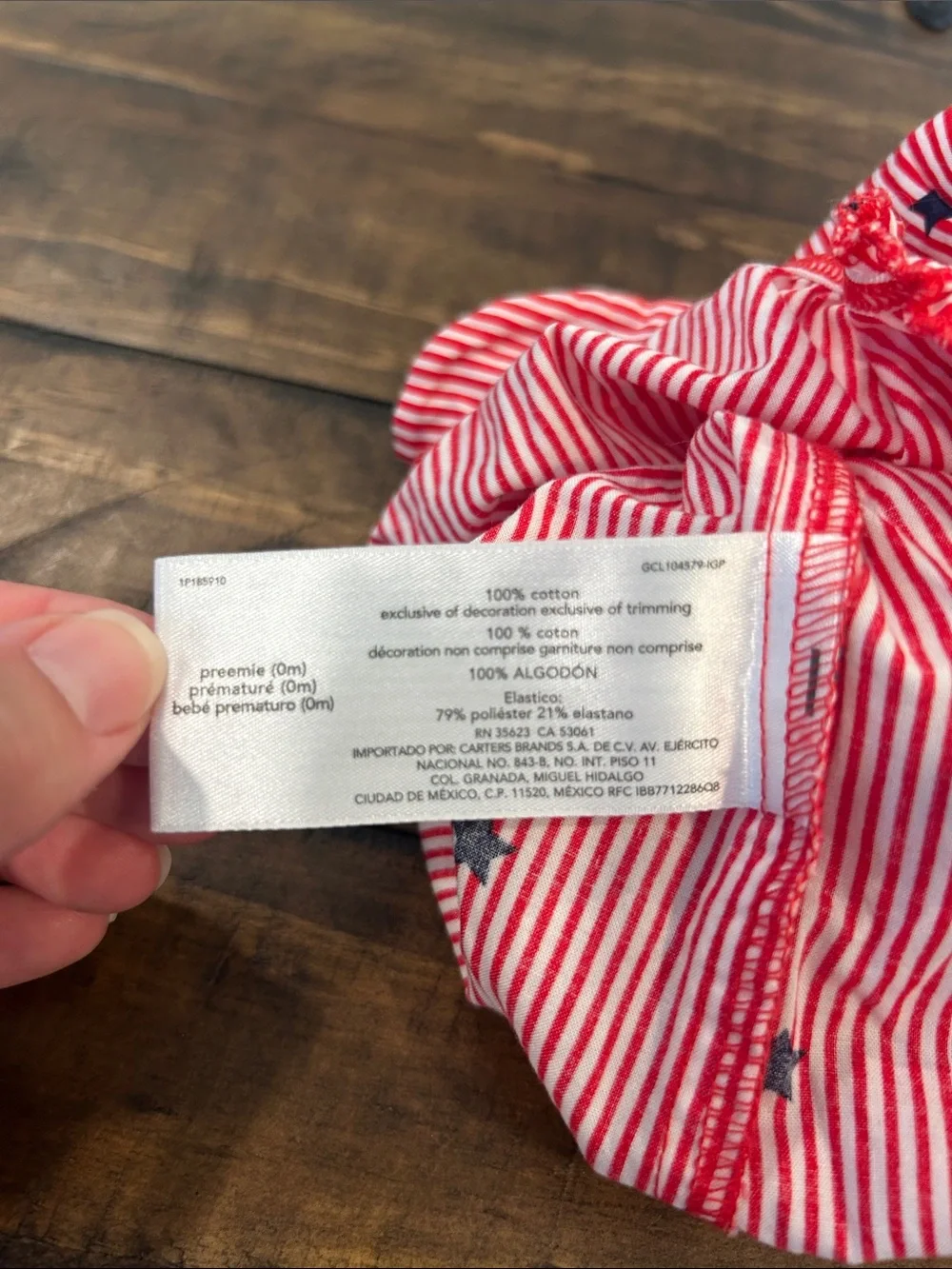 Carter's Child of Mine Preemie (0M) Red & White Striped Romper with Navy Stars